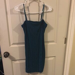 Forever 21 Blue Ribbed Sheath Mini Dress Night Out